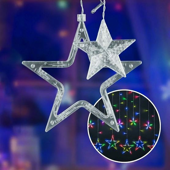 Rideau LED Étoiles Multicolores avec Télécommande CD002-138