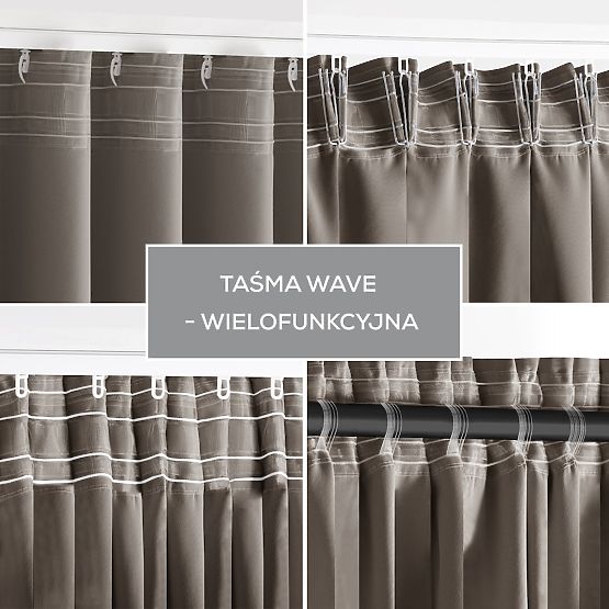 Rideau RESTILO BLACKOUT couleur beige, embrasse, style classique, bande, matériau blackout 140x