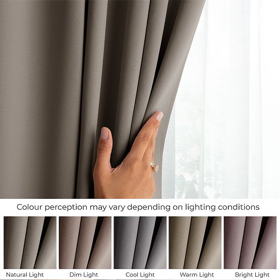 Rideau RESTILO BLACKOUT couleur beige, embrasse, style classique, bande, matériau blackout 140x