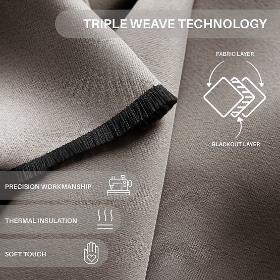 Rideau RESTILO BLACKOUT couleur beige, embrasse, style classique, bande, matériau blackout 140x