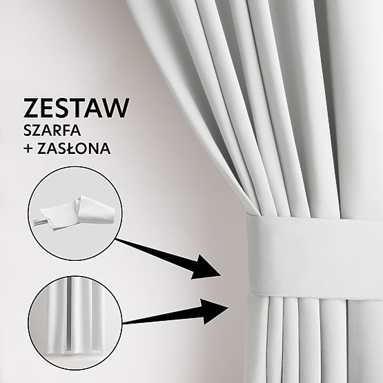 Rideau RESTILO BLACKOUT couleur blanche, style classique, œillets argentés, matériau blackout