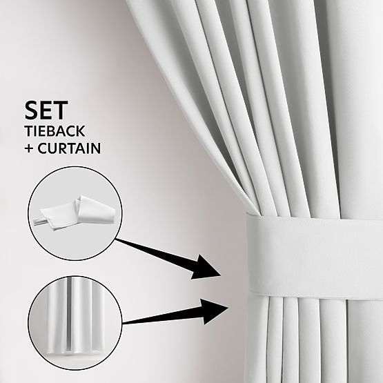 Rideau RESTILO BLACKOUT couleur blanche, style classique, œillets argentés, matériau blackout