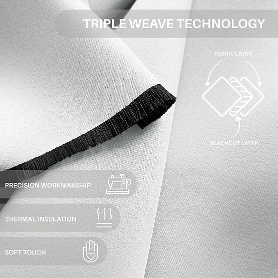 Rideau RESTILO BLACKOUT couleur blanche, style classique, œillets argentés, matériau blackout