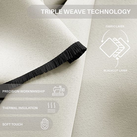 Rideau RESTILO BLACKOUT couleur crème, style classique, œillets argentés, matériau bl