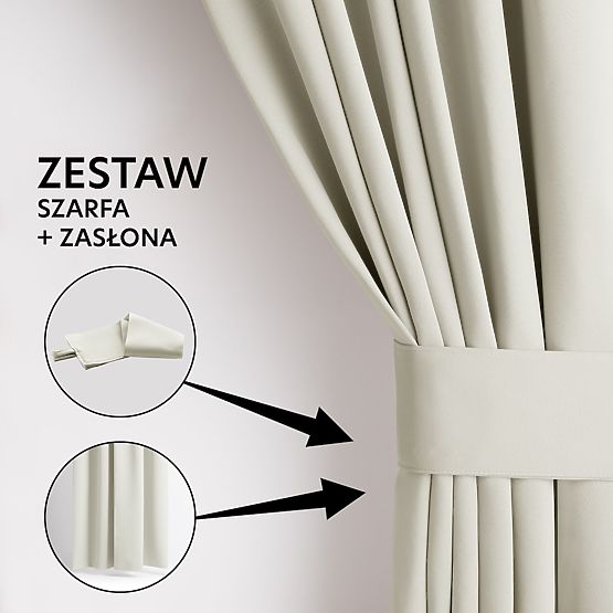 Rideau RESTILO BLACKOUT couleur crème, style classique, œillets argentés, matériau bl