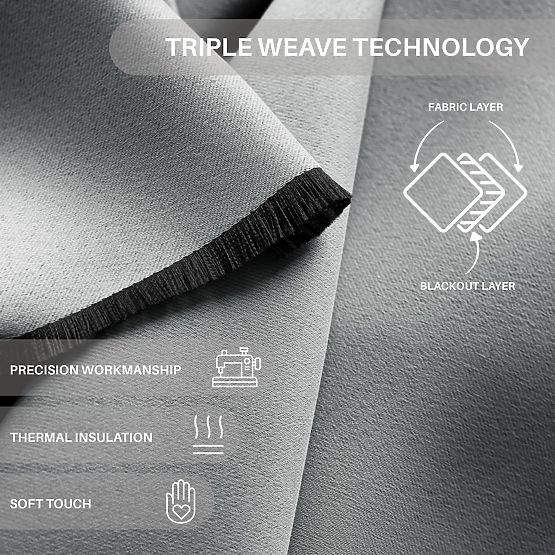 Rideau RESTILO BLACKOUT couleur gris, embrasse, style classique, œillets argentés, matériau blackout