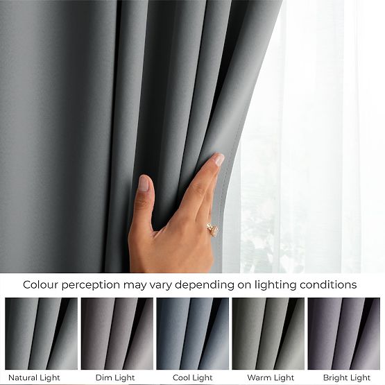 Rideau RESTILO BLACKOUT couleur gris, embrasse, style classique, œillets argentés, matériau blackout