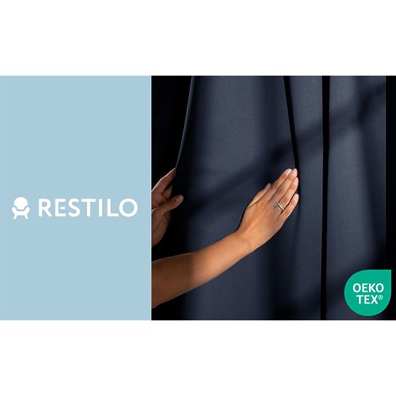 Rideau RESTILO BLACKOUT couleur indigo, style classique, œillets argentés, matériau bla