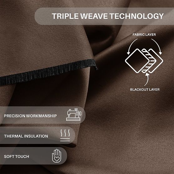 Rideau RESTILO BLACKOUT couleur marron, embrasse, style classique, œillets argentés, matériau bl