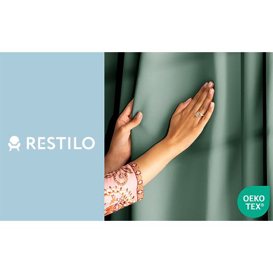 Rideau RESTILO BLACKOUT couleur menthe, œillet, style classique, œillets argentés, matériau bl