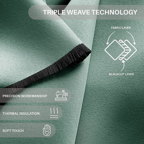 Rideau RESTILO BLACKOUT couleur menthe, œillet, style classique, œillets argentés, matériau bl