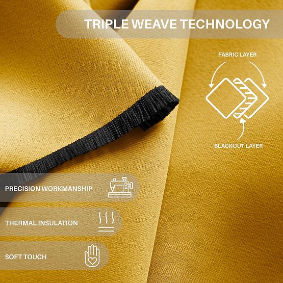 Rideau RESTILO BLACKOUT couleur moutarde, style classique, œillets argentés, matériau