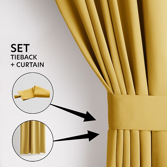 Rideau RESTILO BLACKOUT couleur moutarde style classique œillets argentés matériau