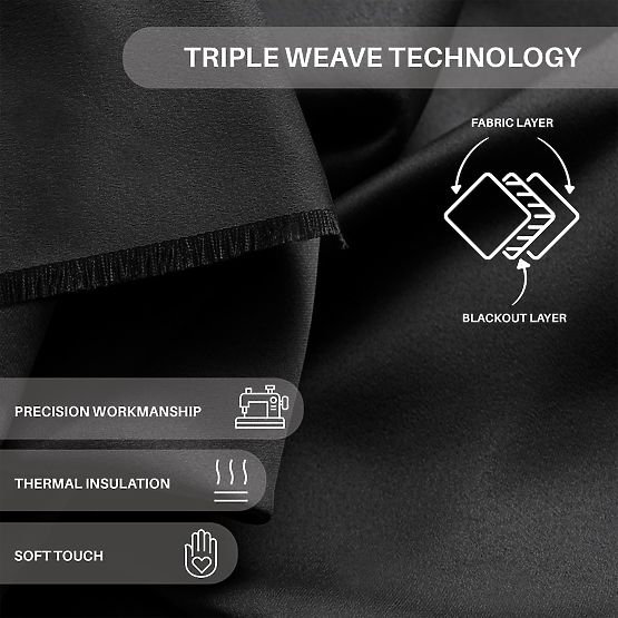 Rideau RESTILO BLACKOUT couleur noire, embrasse, style classique, œillets argentés, matériau b