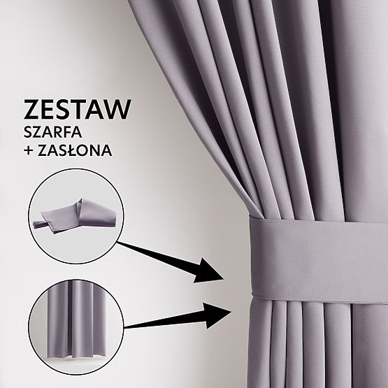 Rideau RESTILO BLACKOUT couleur rose poudré, embrasse, style classique, œillets argentés