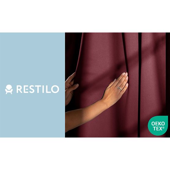 Rideau RESTILO BLACKOUT couleur rouge, embrasse, style classique, œillets argentés, matériau b