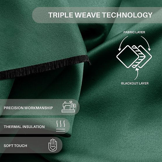 Rideau RESTILO BLACKOUT couleur vert bouteille avec bande style classique œillets argentés