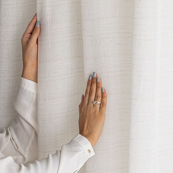 Rideau RESTILO DRIMAR couleur beige style moderne bande matériau lin, microfibre 140x270