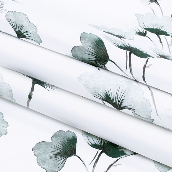 Rideau SERENITY couleur blanche motif végétal imprimé style classique œillets métalliques argentés