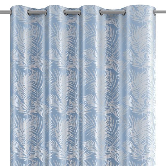 Rideau SILVERLEAVES couleur bleu clair style glamour œillets argentés velours 140x245 AmeliaH
