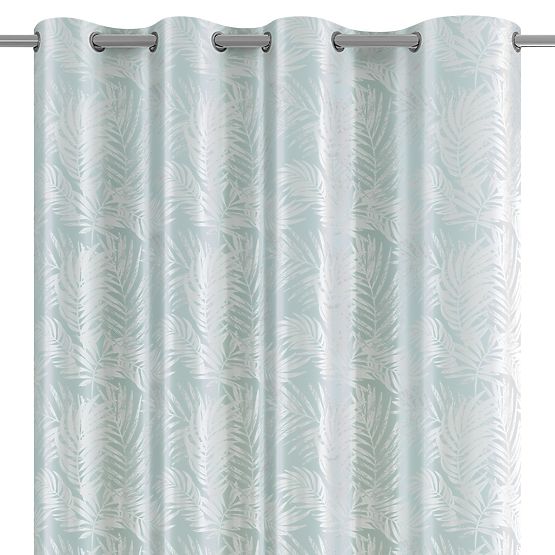 Rideau SILVERLEAVES couleur menthe style imprimé glamour œillets argentés velours 140x245 AmeliaHom