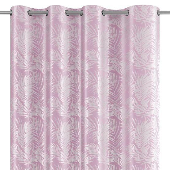 Rideau SILVERLEAVES couleur rose poudré style imprimé glamour œillets argentés velours 140x245 Ameli