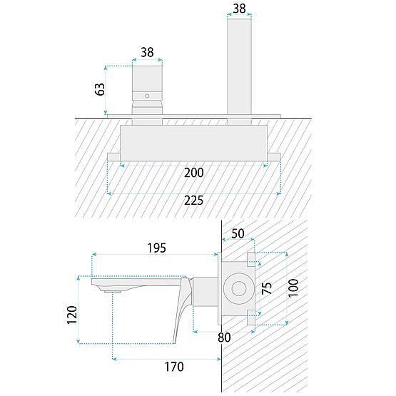 Robinet de Lavabo Encastré REA Joe Or Brossé