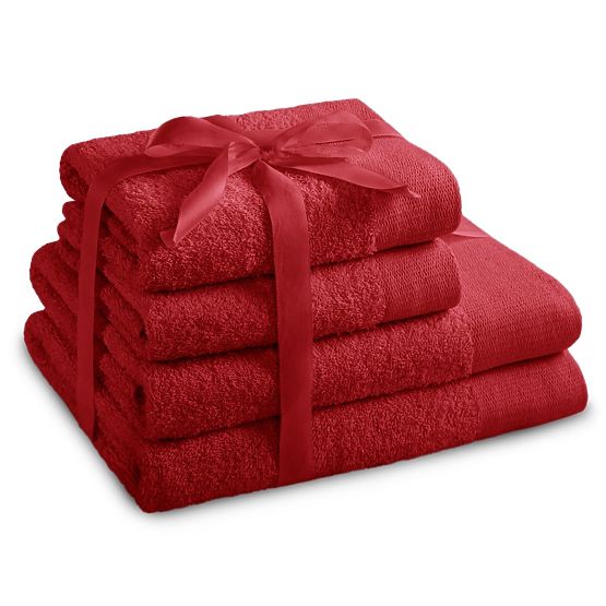 Serviette AMARI - AMELIAHOME couleur rouge style classique 2*70x140+2*50x100 AmeliaHome