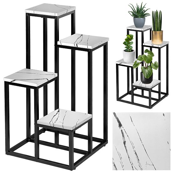 Support de fleurs en métal MOGREN marbre blanc