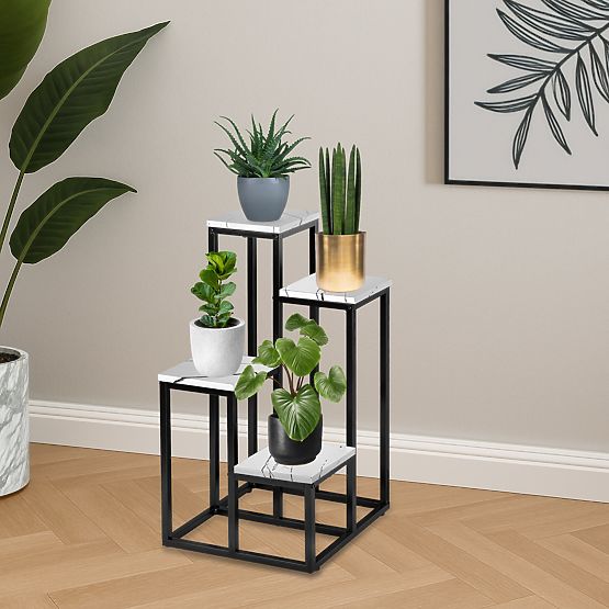 Support de fleurs en métal MOGREN marbre blanc