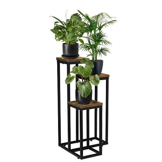 Support de fleurs noir Munir Rustic chêne vieilli