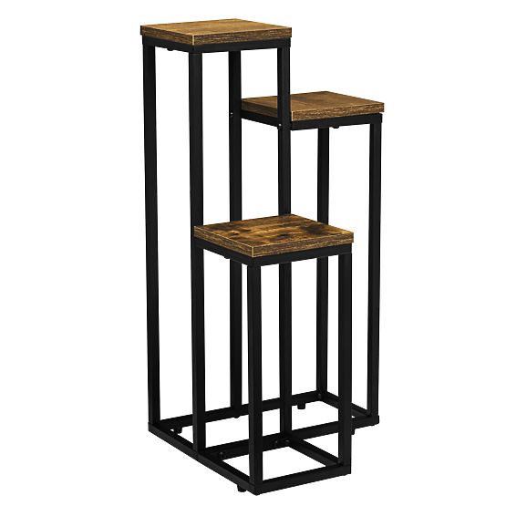 Support de fleurs noir Munir Rustic chêne vieilli