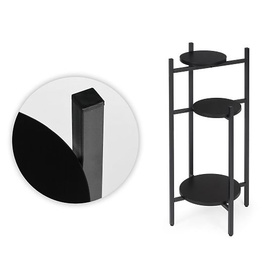 Support de fleurs, support de fleurs, décoration, 3 niveaux, noir, ModernHome