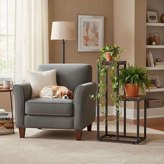 Support de plantes debout avec 2 étagères décoratives loft ModernHome