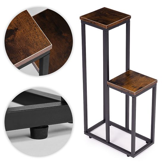 Support de plantes debout avec 2 étagères décoratives loft ModernHome