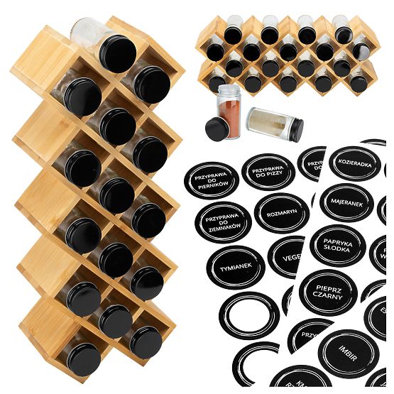 Support à épices en bambou KOCHEN 18 bocaux