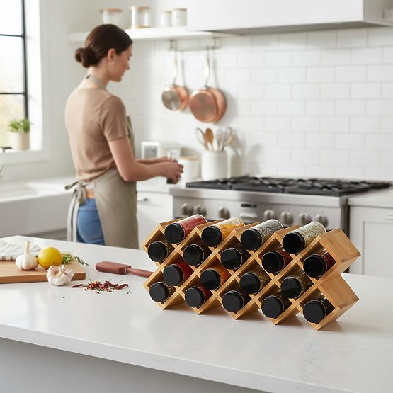 Support à épices en bambou KOCHEN 18 bocaux