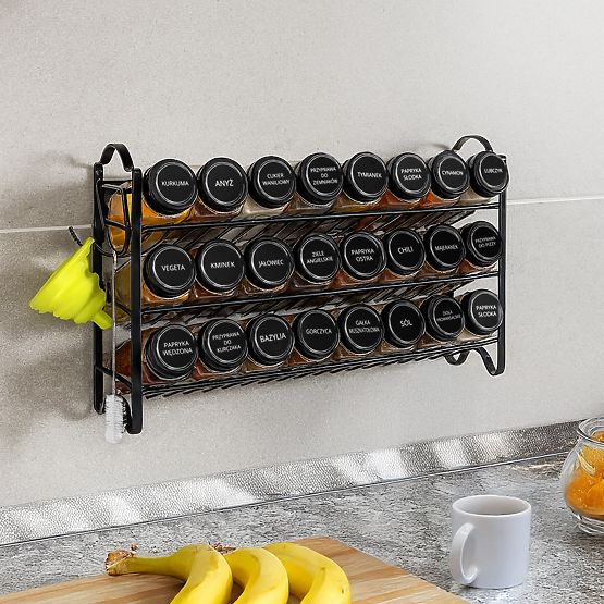 Support à épices à étages ENELDO 24 bocaux + 72 étiquettes