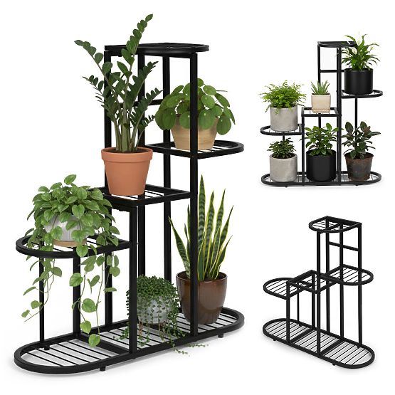 Support pour plantes, 5 niveaux, noir, ModernHome