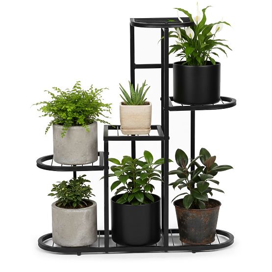 Support pour plantes, 5 niveaux, noir, ModernHome