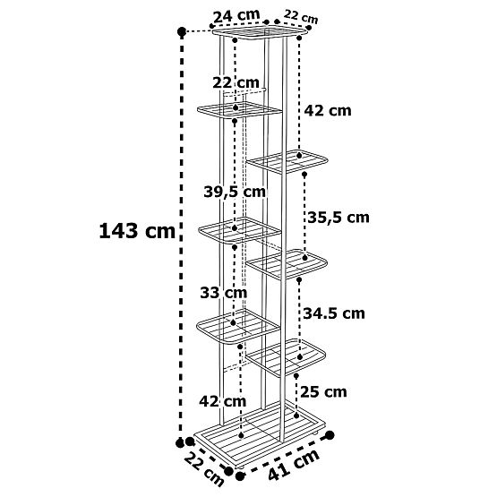 Support pour plantes à 8 niveaux NEST noir