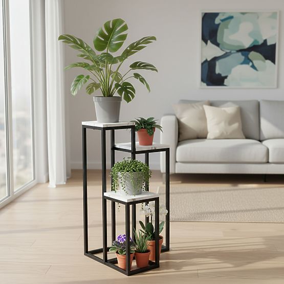 Support pour plantes Munir marbre blanc