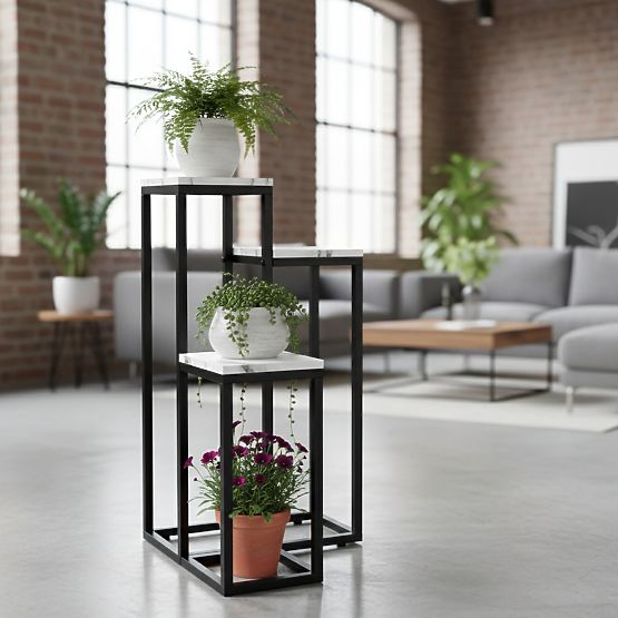 Support pour plantes Munir marbre blanc