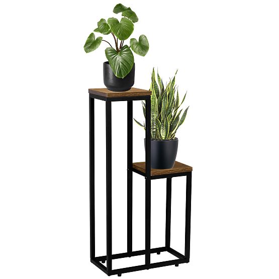 Support pour plantes noir Hazel Rustic chêne antique