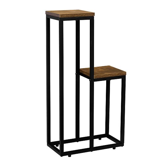 Support pour plantes noir Hazel Rustic chêne antique