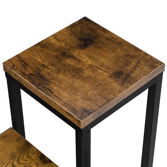 Support pour plantes noir Loren Rustic chêne vieilli