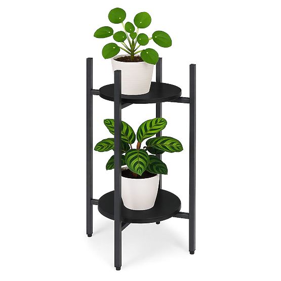 Support pour plantes, support pour plantes, décoration, 2 niveaux, noir, ModernHome