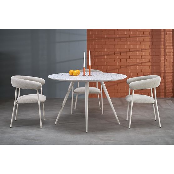 Table ARAMIS, plateau - terrazzo, pieds - blanc (2p=1pc)