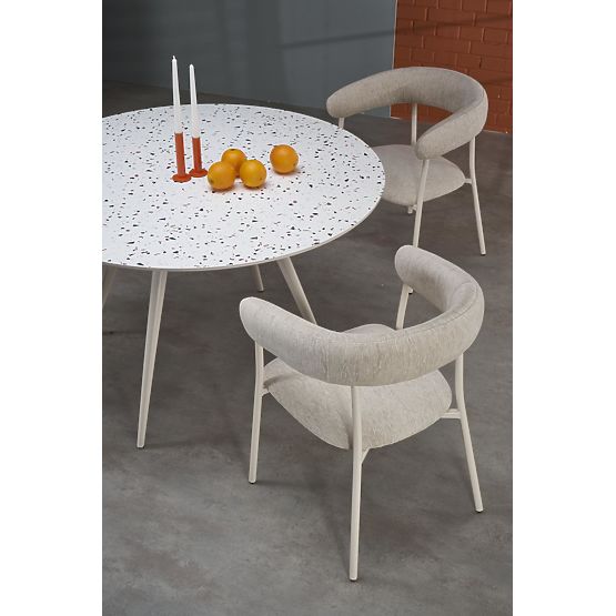 Table ARAMIS, plateau - terrazzo, pieds - blanc (2p=1pc)