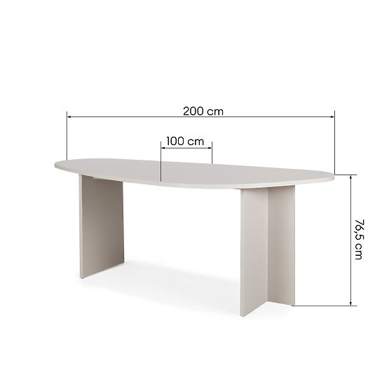 Table avec plateau irrégulier Zeva 200 cm, couleur cachemire